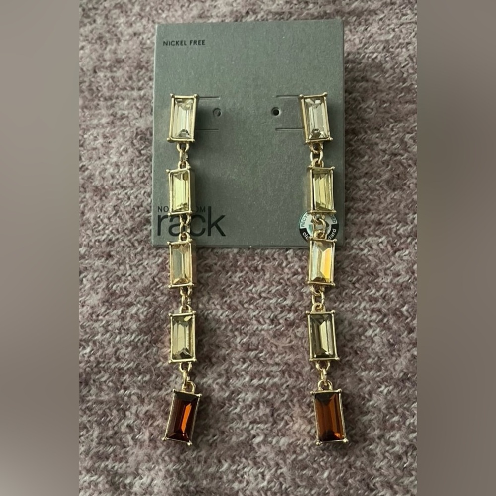 Nordstrom Gold and Brown Geometric Earrings